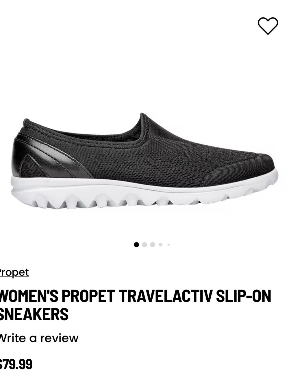 Propet Women's Slip-On Knit Sneakers in Black and White